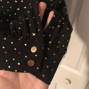 Ava & Viv Black and Metallic Gold Dotted Blouse, like new condition, 3X